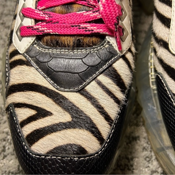 Jimmy Choo Diamond Black & White Zebra Print Lace-Up Sneakers Size 12 - Picture 5 of 12